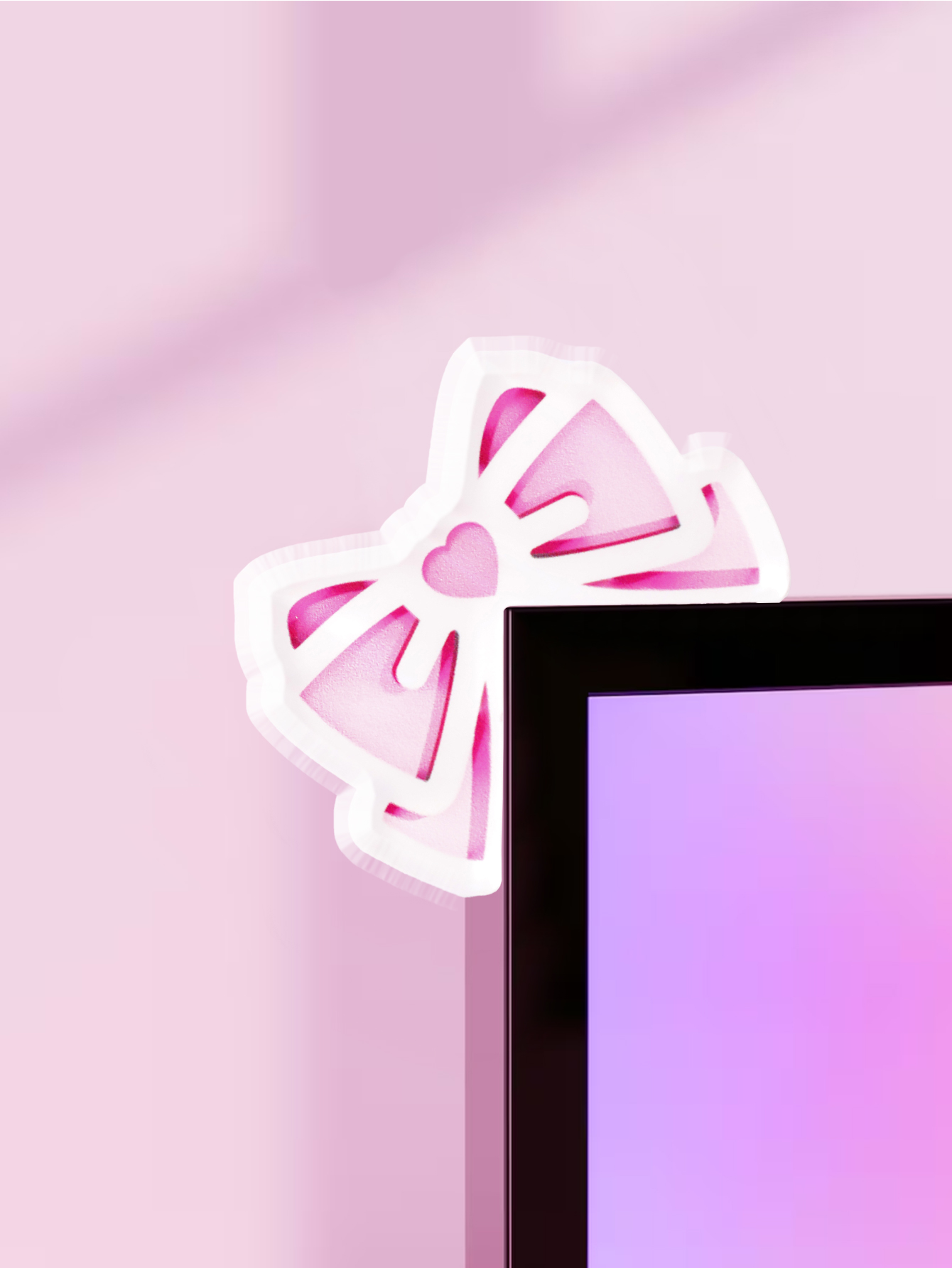 Pc Gaming Kawaii - Kawaii Bow Monitor Décor Rose Acrylique