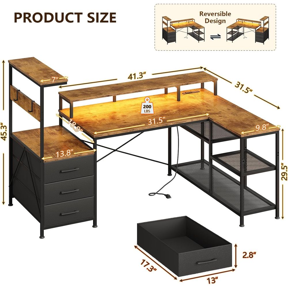 Bureau de jeu en forme de L av - Monitor Stand avis et prix
