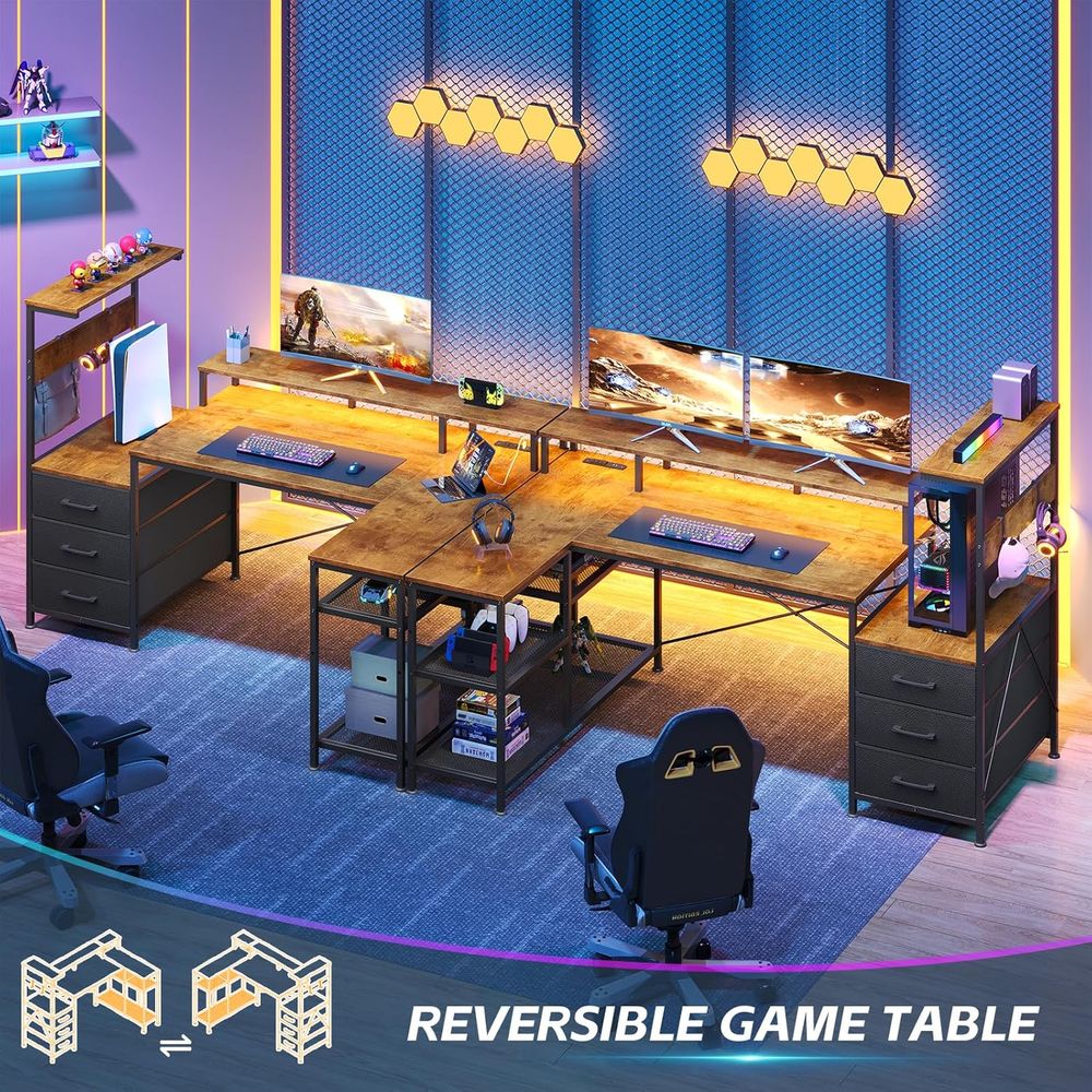 Bureau de jeu en forme de L av - Monitor Stand avis et prix