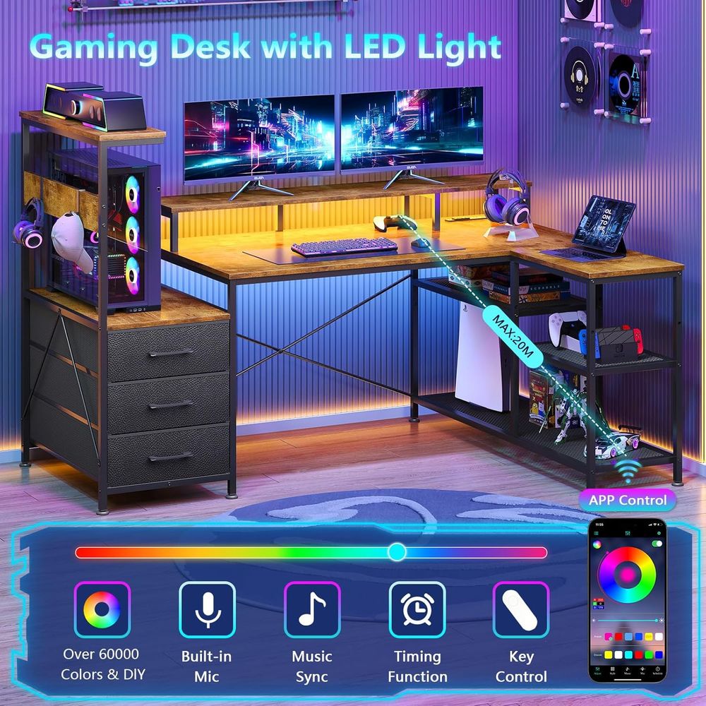Bureau de jeu en forme de L av - Monitor Stand avis et prix